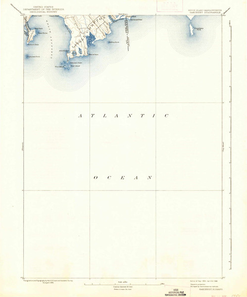 Sakonnet, Rhode Island 1893 (1938) USGS Old Topo Map Reprint 15x15 MA Quad 353532 Sakonnet, Rhode Island 1893 (1938) USGS Old Topo Map Reprint 15x15 MA Quad 353532