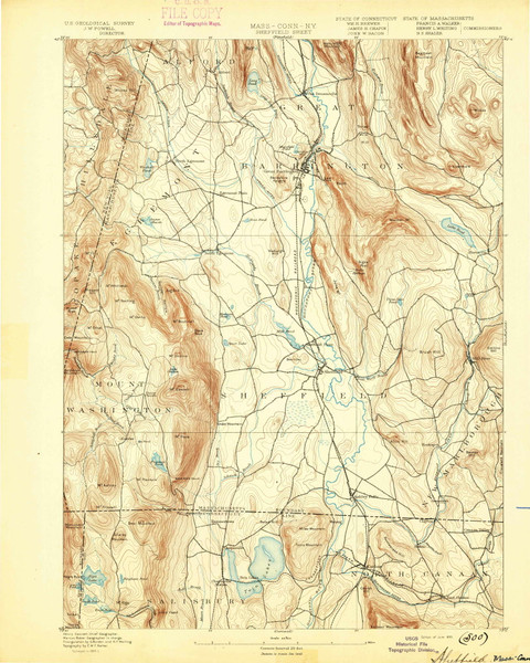 Sheffield, Massachusetts 1893 (1893) USGS Old Topo Map Reprint 15x15 MA Quad 353019