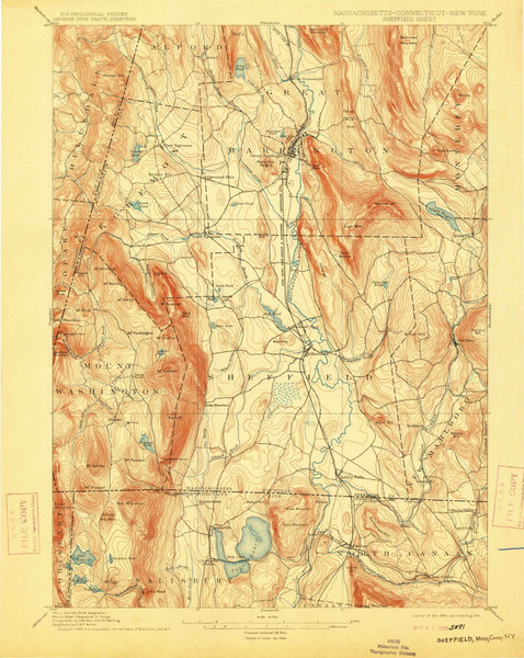 Sheffield, Massachusetts 1897 (1915) USGS Old Topo Map Reprint 15x15 MA Quad 353025