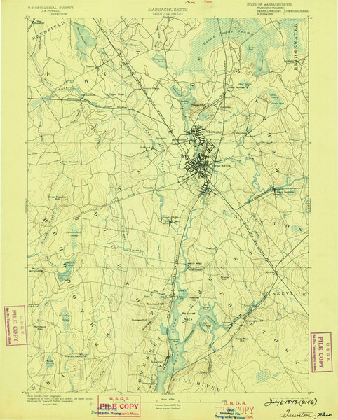 Taunton, Massachusetts 1893 (1898) USGS Old Topo Map Reprint 15x15 MA Quad 353060