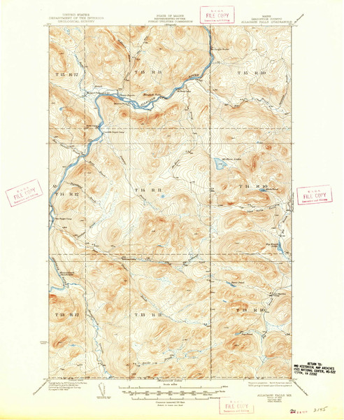 Allagash Falls, Maine 1935 (1947) USGS Old Topo Map Reprint 15x15 ME Quad 460076