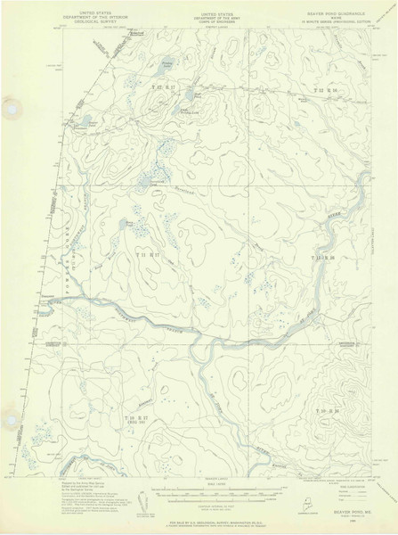 Beaver Pond, Maine 1955 (1956) USGS Old Topo Map Reprint 15x15 ME Quad 306461