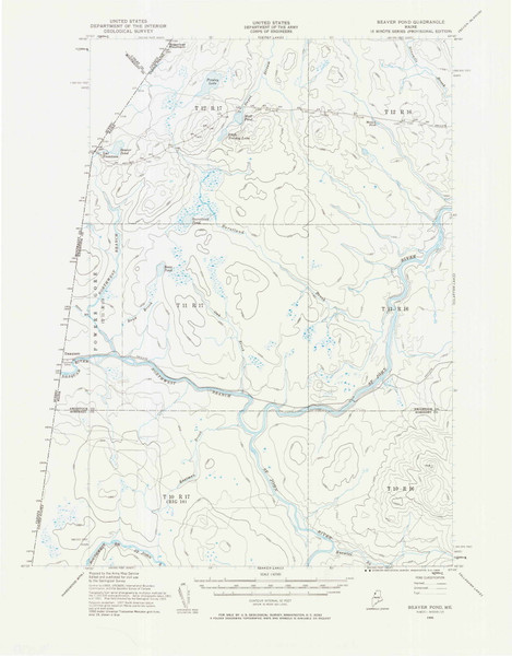 Beaver Pond, Maine 1955 (1969) USGS Old Topo Map Reprint 15x15 ME Quad 460170 Beaver Pond, Maine 1955 (1969) USGS Old Topo Map Reprint 15x15 ME Quad 460170