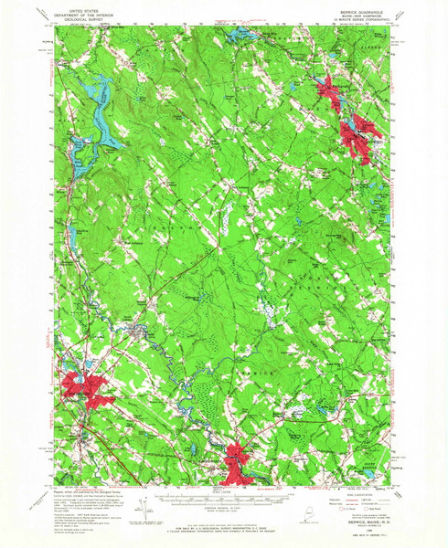 Berwick, Maine 1958 (1968) USGS Old Topo Map Reprint 15x15 ME Quad 460188