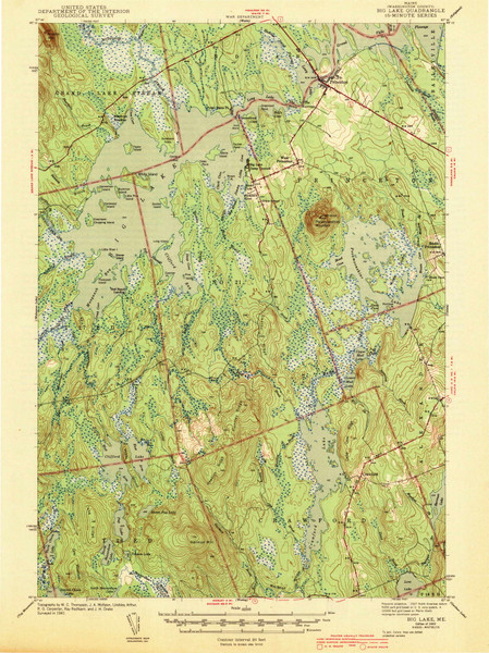 Big Lake, Maine 1943 (1943) USGS Old Topo Map Reprint 15x15 ME Quad 460201 Big Lake, Maine 1943 (1943) USGS Old Topo Map Reprint 15x15 ME Quad 460201
