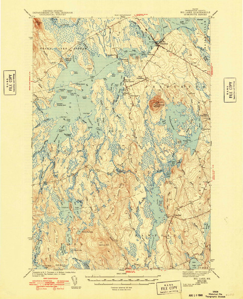 Big Lake, Maine 1943 (1948) USGS Old Topo Map Reprint 15x15 ME Quad 460204