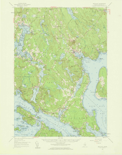 Blue Hill, Maine 1957 (1959) USGS Old Topo Map Reprint 15x15 ME Quad 306476 Blue Hill, Maine 1957 (1959) USGS Old Topo Map Reprint 15x15 ME Quad 306476