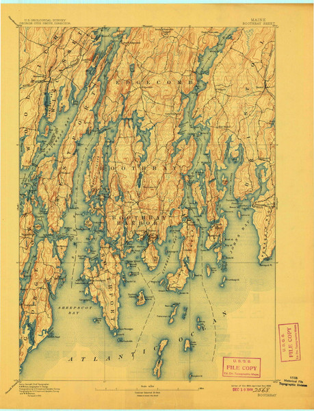 Boothbay, Maine 1893 (1908) USGS Old Topo Map Reprint 15x15 ME Quad 807399