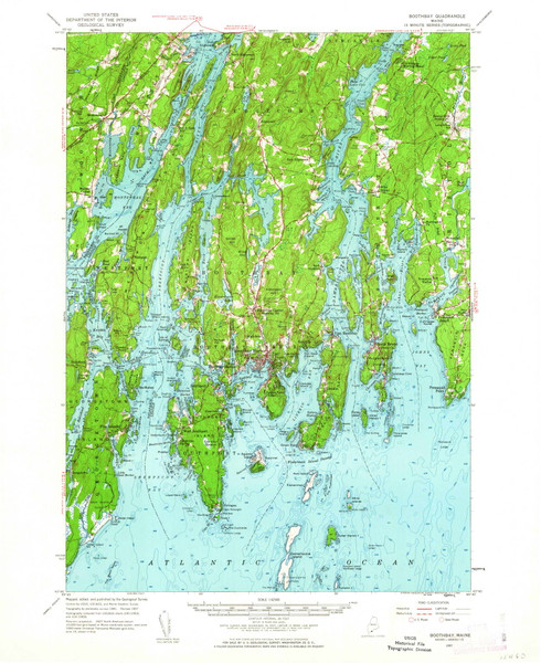 Boothbay, Maine 1957 (1962) USGS Old Topo Map Reprint 15x15 ME Quad 460227