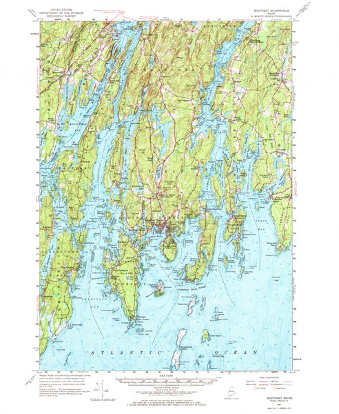 Boothbay, Maine 1957 (1972) USGS Old Topo Map Reprint 15x15 ME Quad 460230
