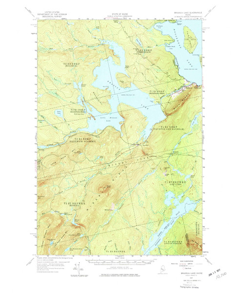 Brassua Lake, Maine 1957 (1977) USGS Old Topo Map Reprint 15x15 ME Quad 460243