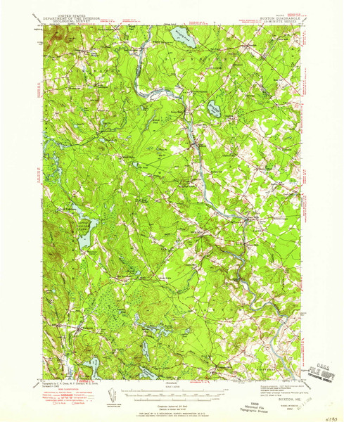 Buxton, Maine 1942 (1958) USGS Old Topo Map Reprint 15x15 ME Quad 460277