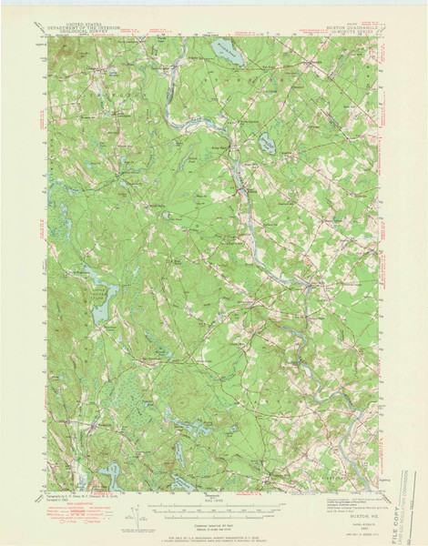 Buxton, Maine 1942 (1965) USGS Old Topo Map Reprint 15x15 ME Quad 306504