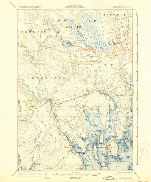 Cherryfield, Maine 1904 (1937) USGS Old Topo Map Reprint 15x15 ME Quad 460313