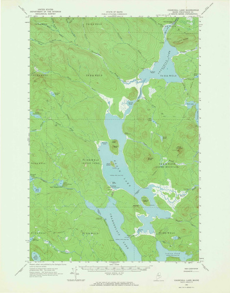 Churchill Lake, Maine 1962 (1964) USGS Old Topo Map Reprint 15x15 ME Quad 306524 Churchill Lake, Maine 1962 (1964) USGS Old Topo Map Reprint 15x15 ME Quad 306524