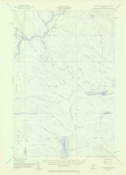 Clayton Lake, Maine 1955 (1956) USGS Old Topo Map Reprint 15x15 ME Quad 306526 Clayton Lake, Maine 1955 (1956) USGS Old Topo Map Reprint 15x15 ME Quad 306526