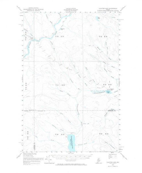 Clayton Lake, Maine 1955 (1966) USGS Old Topo Map Reprint 15x15 ME Quad 460326