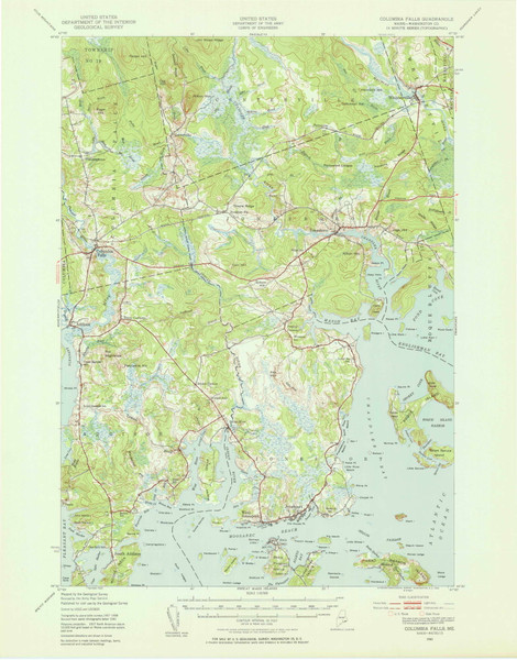 Columbia Falls, Maine 1941 (1955) USGS Old Topo Map Reprint 15x15 ME Quad 306527 Columbia Falls, Maine 1941 (1955) USGS Old Topo Map Reprint 15x15 ME Quad 306527