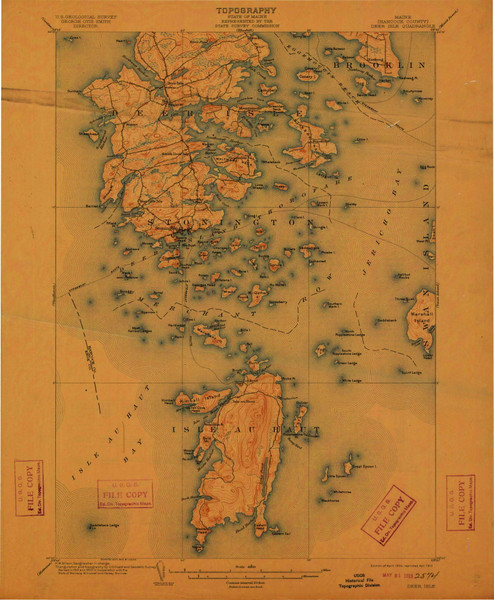 Deer Isle, Maine 1904 (1912) USGS Old Topo Map Reprint 15x15 ME Quad 807466 Deer Isle, Maine 1904 (1912) USGS Old Topo Map Reprint 15x15 ME Quad 807466