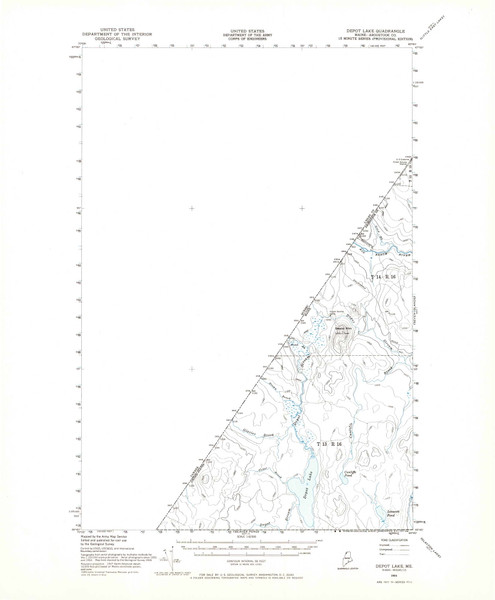 Depot Lake, Maine 1955 (1965) USGS Old Topo Map Reprint 15x15 ME Quad 460355