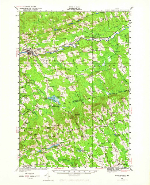 Dover-Foxcroft, Maine 1932 (1964) USGS Old Topo Map Reprint 15x15 ME Quad 460366