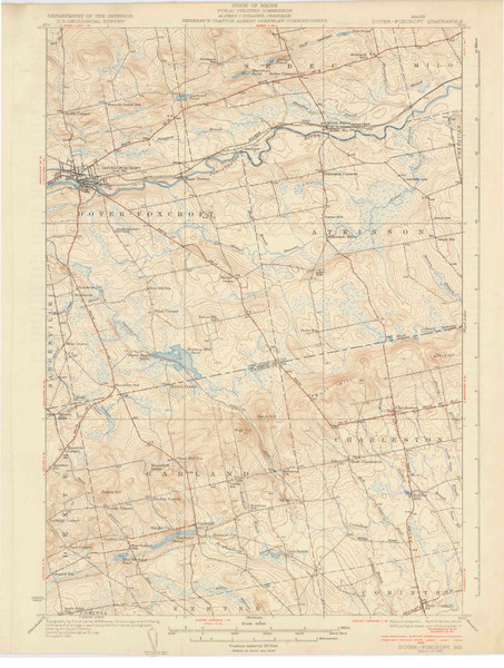 Dover-Foxcroft, Maine 1935 (1935) USGS Old Topo Map Reprint 15x15 ME Quad 306543