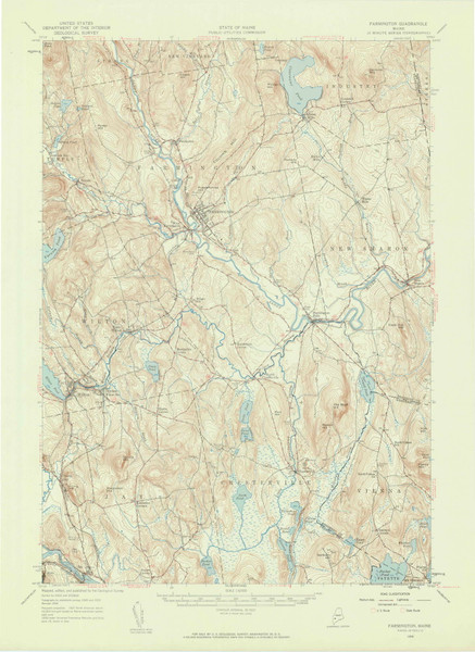 Farmington, Maine 1956 (1959) USGS Old Topo Map Reprint 15x15 ME Quad 306558 Farmington, Maine 1956 (1959) USGS Old Topo Map Reprint 15x15 ME Quad 306558