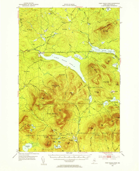 First Roach Pond, Maine 1952 (1955) USGS Old Topo Map Reprint 15x15 ME Quad 460394 First Roach Pond, Maine 1952 (1955) USGS Old Topo Map Reprint 15x15 ME Quad 460394