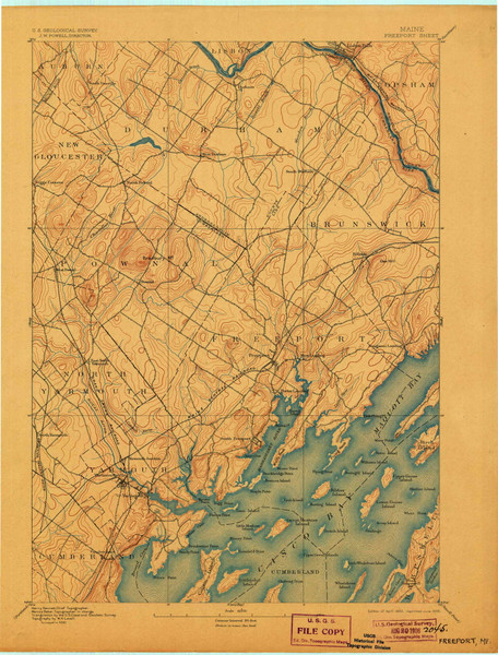 Freeport, Maine 1892 (1906) USGS Old Topo Map Reprint 15x15 ME Quad 807499 Freeport, Maine 1892 (1906) USGS Old Topo Map Reprint 15x15 ME Quad 807499
