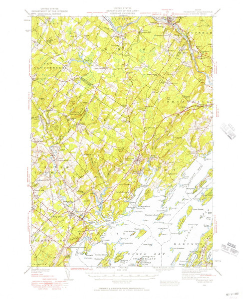 Freeport, Maine 1941 (1957) USGS Old Topo Map Reprint 15x15 ME Quad 460413