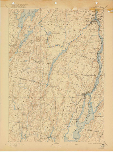Gardiner, Maine 1892 (1922) USGS Old Topo Map Reprint 15x15 ME Quad 306577 Gardiner, Maine 1892 (1922) USGS Old Topo Map Reprint 15x15 ME Quad 306577