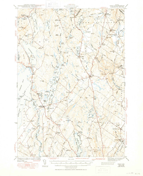 Gray, Maine 1944 (1950) USGS Old Topo Map Reprint 15x15 ME Quad 460447