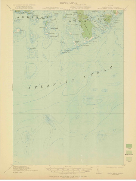 Great Wass Island, Maine 1921 (1921) USGS Old Topo Map Reprint 15x15 ME Quad 306593 Great Wass Island, Maine 1921 (1921) USGS Old Topo Map Reprint 15x15 ME Quad 306593