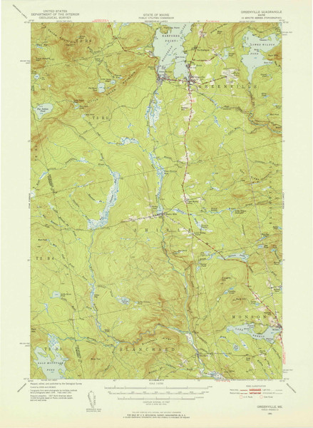 Greenville, Maine 1951 (1952) USGS Old Topo Map Reprint 15x15 ME Quad 306598 Greenville, Maine 1951 (1952) USGS Old Topo Map Reprint 15x15 ME Quad 306598