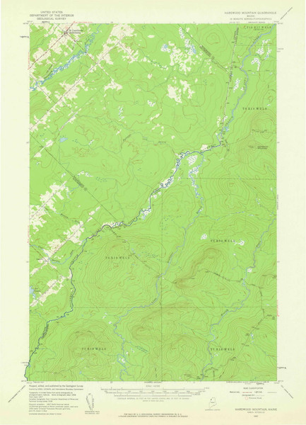 Hardwood Mountain, Maine 1957 (1960) USGS Old Topo Map Reprint 15x15 ME Quad 306602