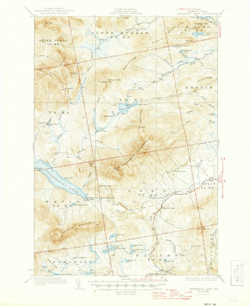 Kennebago Lake, Maine 1936 (1946) USGS Old Topo Map Reprint 15x15 ME Quad 460518 Kennebago Lake, Maine 1936 (1946) USGS Old Topo Map Reprint 15x15 ME Quad 460518