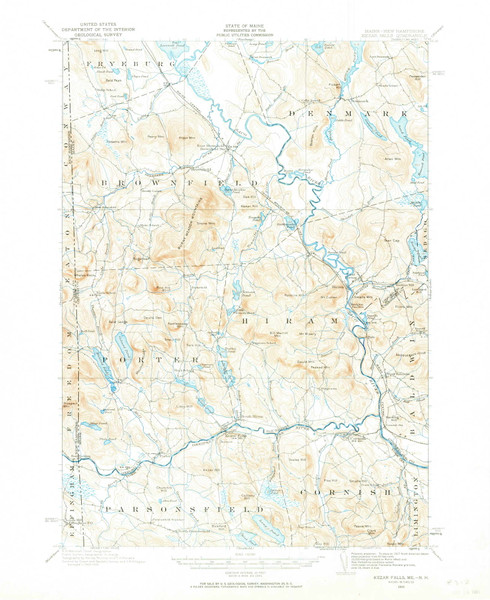 Kezar Falls, Maine 1910 (1964) USGS Old Topo Map Reprint 15x15 ME Quad 460531