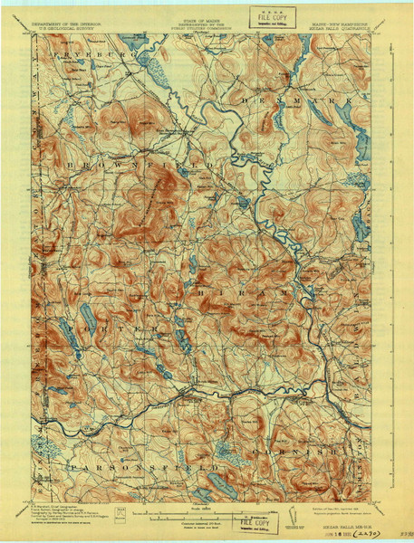 Kezar Falls, Maine 1911 (1931) USGS Old Topo Map Reprint 15x15 ME Quad 807538 Kezar Falls, Maine 1911 (1931) USGS Old Topo Map Reprint 15x15 ME Quad 807538