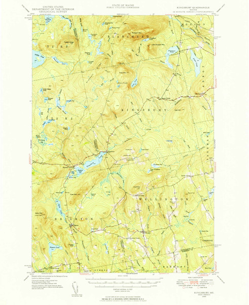 Kingsbury, Maine 1948 (1953) USGS Old Topo Map Reprint 15x15 ME Quad 460537 Kingsbury, Maine 1948 (1953) USGS Old Topo Map Reprint 15x15 ME Quad 460537