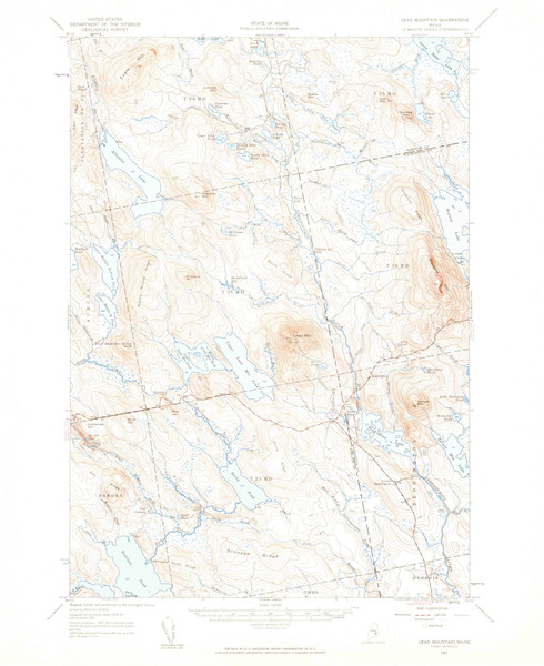 Lead Mountain, Maine 1957 (1959) USGS Old Topo Map Reprint 15x15 ME Quad 460544