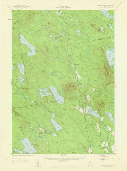 Lead Mountain, Maine 1957 (1959) USGS Old Topo Map Reprint 15x15 ME Quad 306632 Lead Mountain, Maine 1957 (1959) USGS Old Topo Map Reprint 15x15 ME Quad 306632
