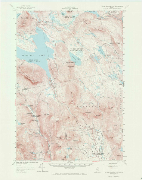 Little Bigelow Mountain, Maine 1956 (1971) USGS Old Topo Map Reprint 15x15 ME Quad 306644