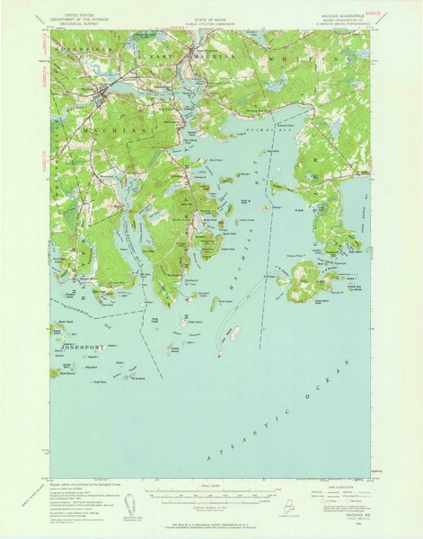 Machias, Maine 1941 (1961) USGS Old Topo Map Reprint 15x15 ME Quad 306649 Machias, Maine 1941 (1961) USGS Old Topo Map Reprint 15x15 ME Quad 306649