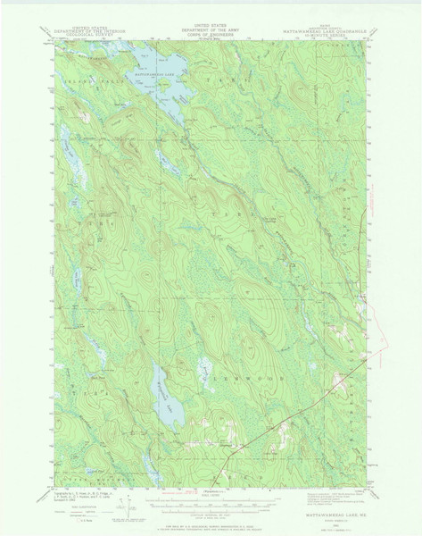 Mattawamkeag Lake, Maine 1941 (1970) USGS Old Topo Map Reprint 15x15 ME Quad 306656