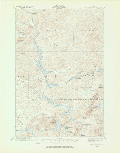 Musquacook Lakes, Maine 1932 (1968) USGS Old Topo Map Reprint 15x15 ME Quad 306676 Musquacook Lakes, Maine 1932 (1968) USGS Old Topo Map Reprint 15x15 ME Quad 306676