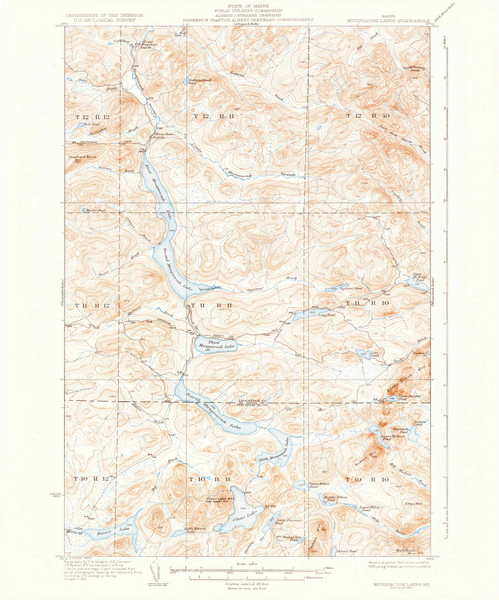 Musquacook Lakes, Maine 1935 (1935) USGS Old Topo Map Reprint 15x15 ME Quad 460646