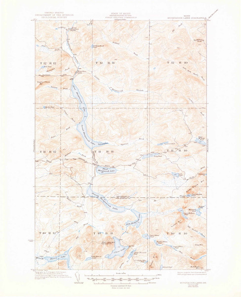 Musquacook Lakes, Maine 1935 (1947) USGS Old Topo Map Reprint 15x15 ME Quad 460647 Musquacook Lakes, Maine 1935 (1947) USGS Old Topo Map Reprint 15x15 ME Quad 460647