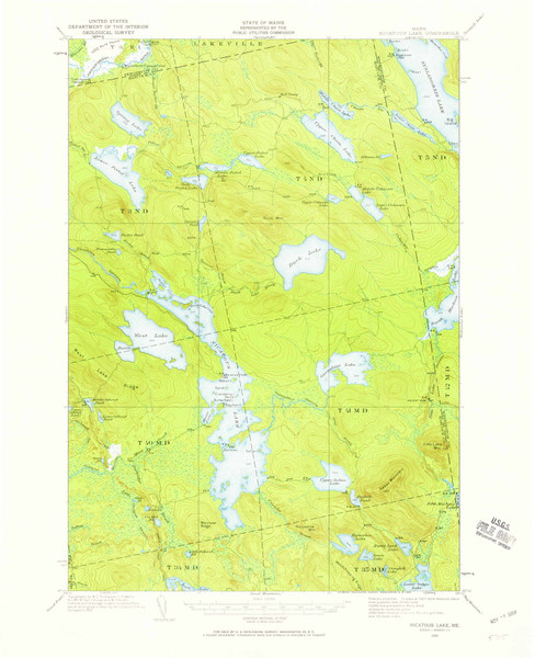 Nicatous Lake, Maine 1932 (1959) USGS Old Topo Map Reprint 15x15 ME Quad 460665 Nicatous Lake, Maine 1932 (1959) USGS Old Topo Map Reprint 15x15 ME Quad 460665
