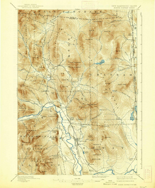 North Conway, New Hampshire 1896 (1938) USGS Old Topo Map Reprint 15x15 ME Quad 330258