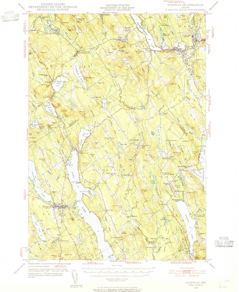 Norway, Maine 1946 (1955) USGS Old Topo Map Reprint 15x15 ME Quad 460690 Norway, Maine 1946 (1955) USGS Old Topo Map Reprint 15x15 ME Quad 460690